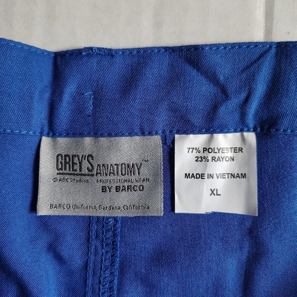 Grey's Anatomy by Barco Men’s XL Scrub Pants Blue 6 Pocket Zip Fly Drawstring - Picture 5 of 15